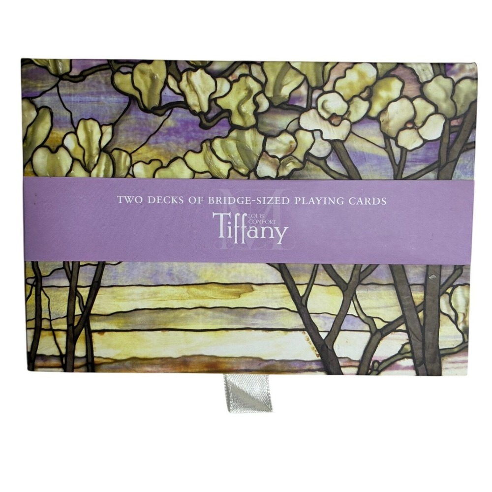 Louis Comfort Tiffany Playing Cards Purple Stained Glass Bridge Set 2 Deck